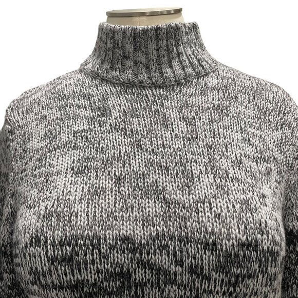 Talbots XL Grey Black Sweater Made In Italy Mock Neck Marled Knit Cozy Fall Laye - Picture 7 of 7